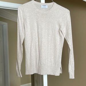 WOMENS OLD NAVY OATMEAL CREAM SWEATER LONG SLEEVE SIDE SLITS $7